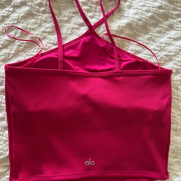 Alo Goddess ribbed cross crop. Never been worn. Pink - Picture 5 of 5